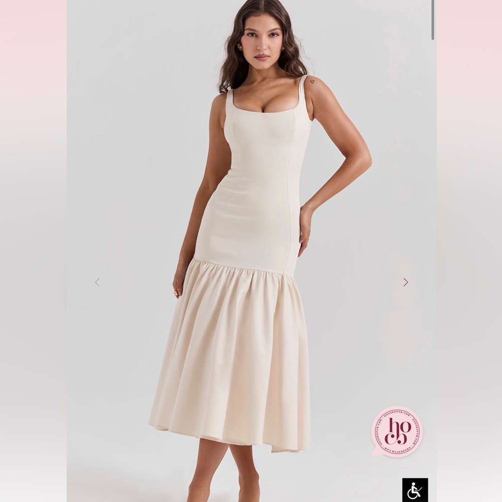 NWT House of CB Amore Dropped Waist Midi Dress